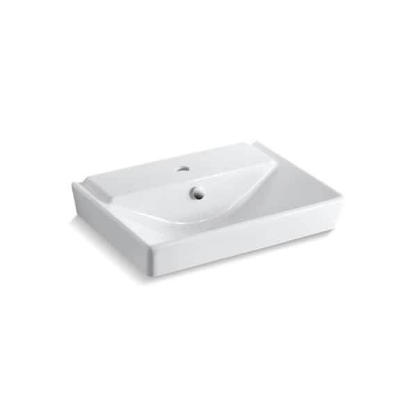 KOHLER Reve Wall-Mounted Ceramic Bathroom Sink in White with Overflow Drain KOHLER Reve Wall-Mounted Ceramic Bathroom Sink in White with Overflow Drain