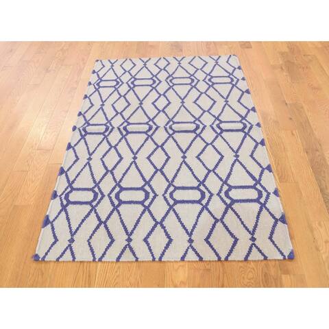 Hand Knotted Grey Clearance with Wool Oriental Rug - 3'1 x 5'2