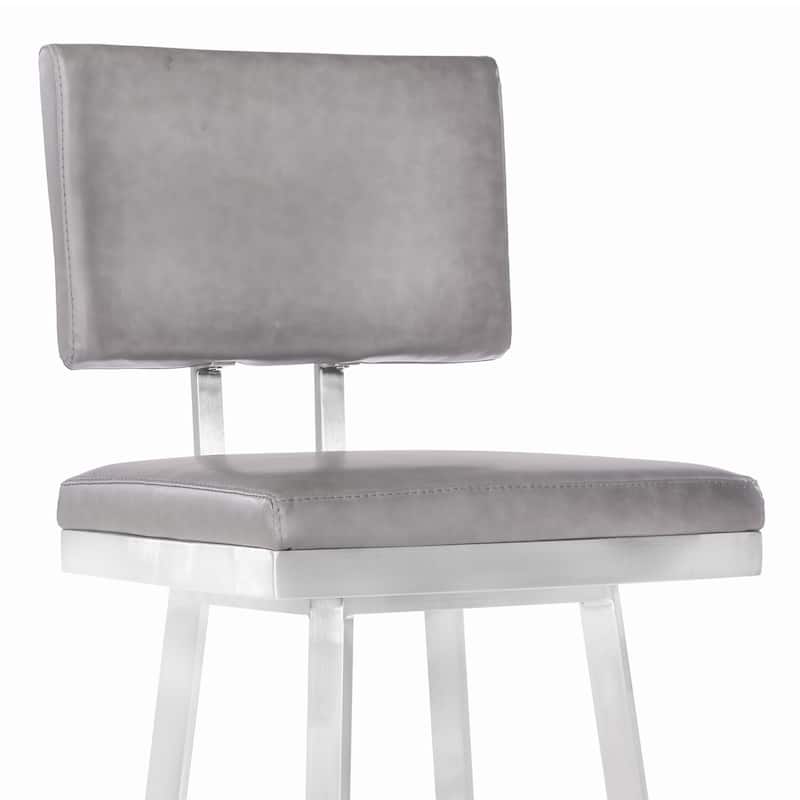 Balboa 26" Swivel Counter Stool, Vintage Gray and Brushed Stainless Steel