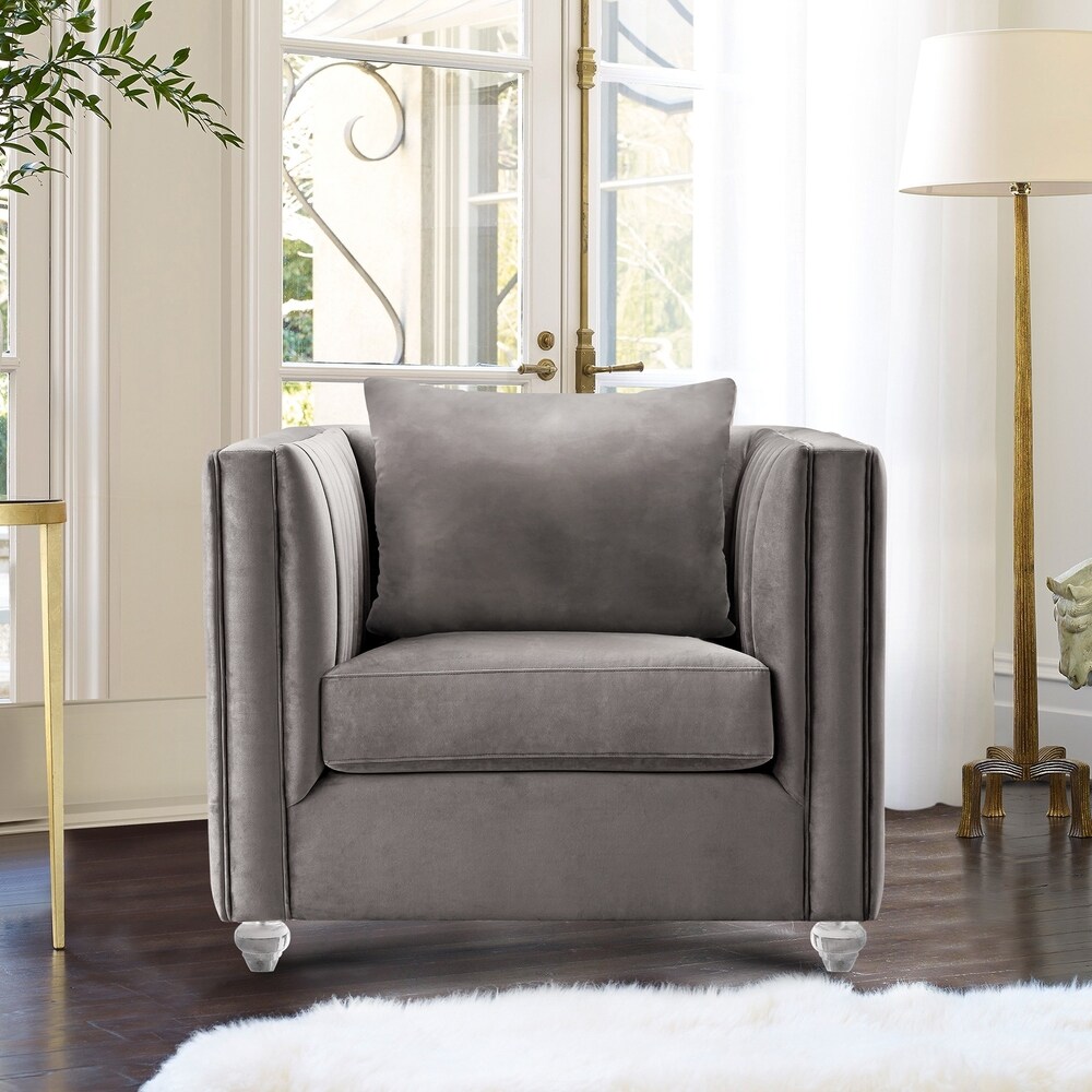 Armen Living  Emperor Contemporary Chair with Acrylic Finish and Beige Fabric