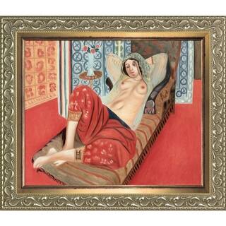 La Pastiche Odalisque with Red Pants with Rococo Silver and Piccino Luminoso Custom Stacked Frame, 27" x 31"