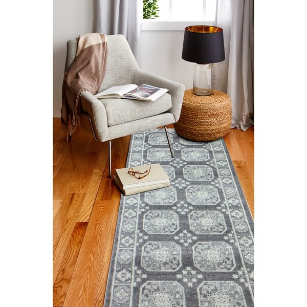 Nancy Grey Transitional Area Rug - 2'6" x 8' Runner