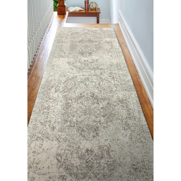 Digna Ivory/Grey Transitional Area Rug - 2'6" x 8' Runner