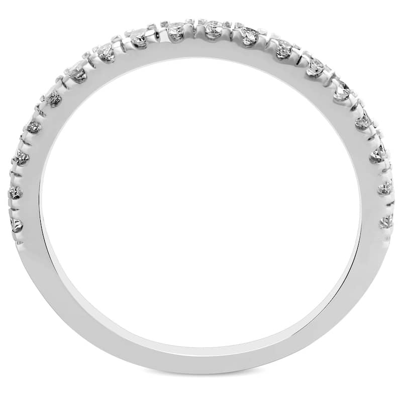 Pompeii3 10k White Gold 1/4 ct TDW Diamond Wedding Ring Stackable Womens Anniversary Band