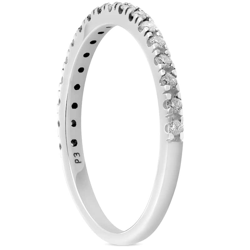 Pompeii3 10k White Gold 1/4 ct TDW Diamond Wedding Ring Stackable Womens Anniversary Band