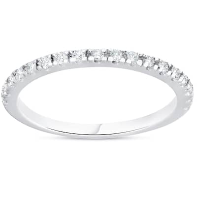 Pompeii3 10k White Gold 1/4 ct TDW Diamond Wedding Ring Stackable Womens Anniversary Band