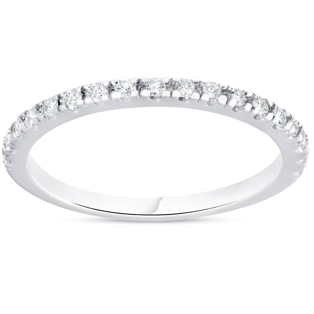 Pompeii3 10k White Gold 1/4 ct TDW Diamond Wedding Ring Stackable Womens Anniversary Band