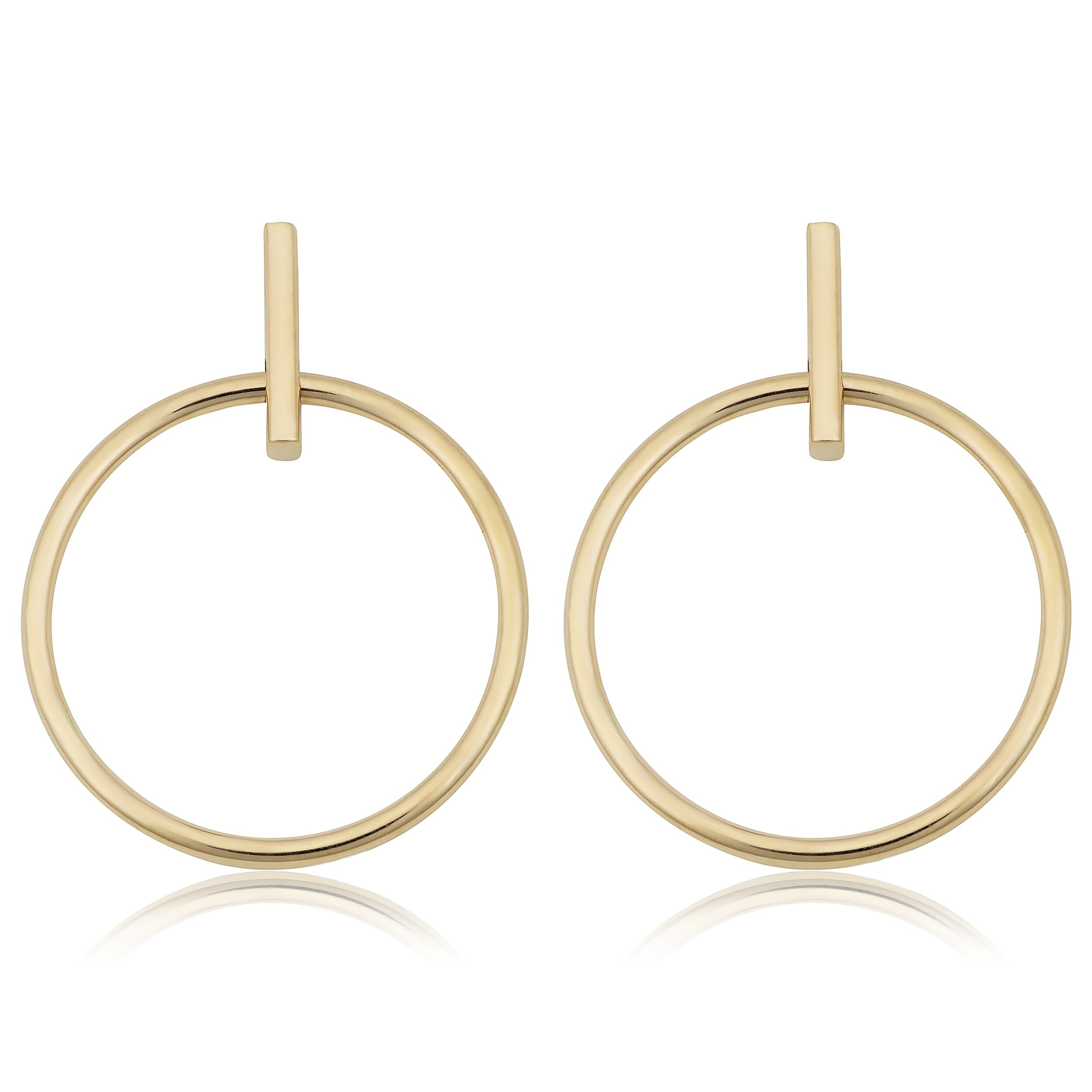 gold circle drop earrings