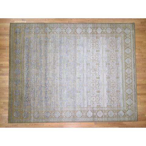 Hand Knotted Blue Mamluk with Wool & Silk Oriental Rug