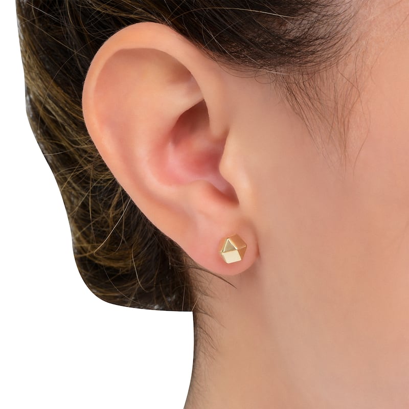 Fremada 14k Yellow Gold Geometric Stud Earrings