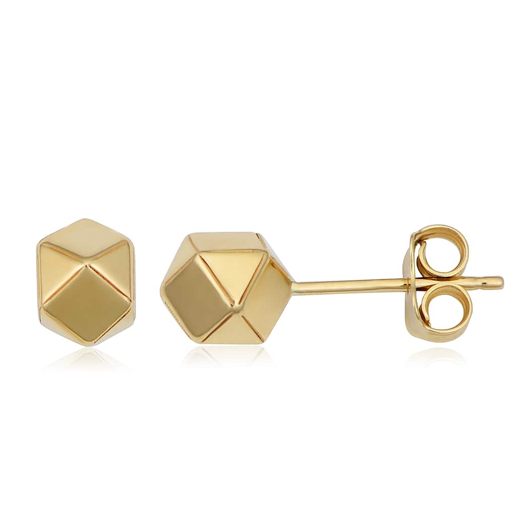 Fremada 14k Yellow Gold Geometric Stud Earrings
