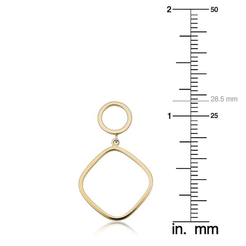 Fremada 14k Yellow Gold Circle and Square Drop Earrings