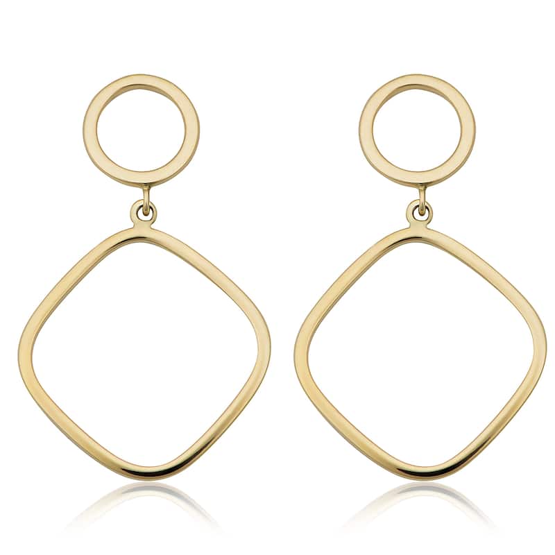 Fremada 14k Yellow Gold Circle and Square Drop Earrings