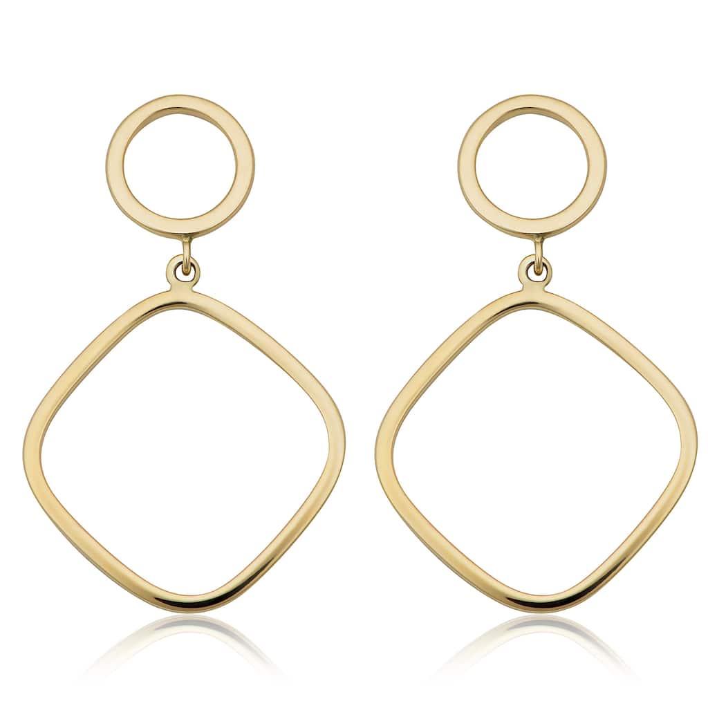 Fremada 14k Yellow Gold Circle and Square Drop Earrings