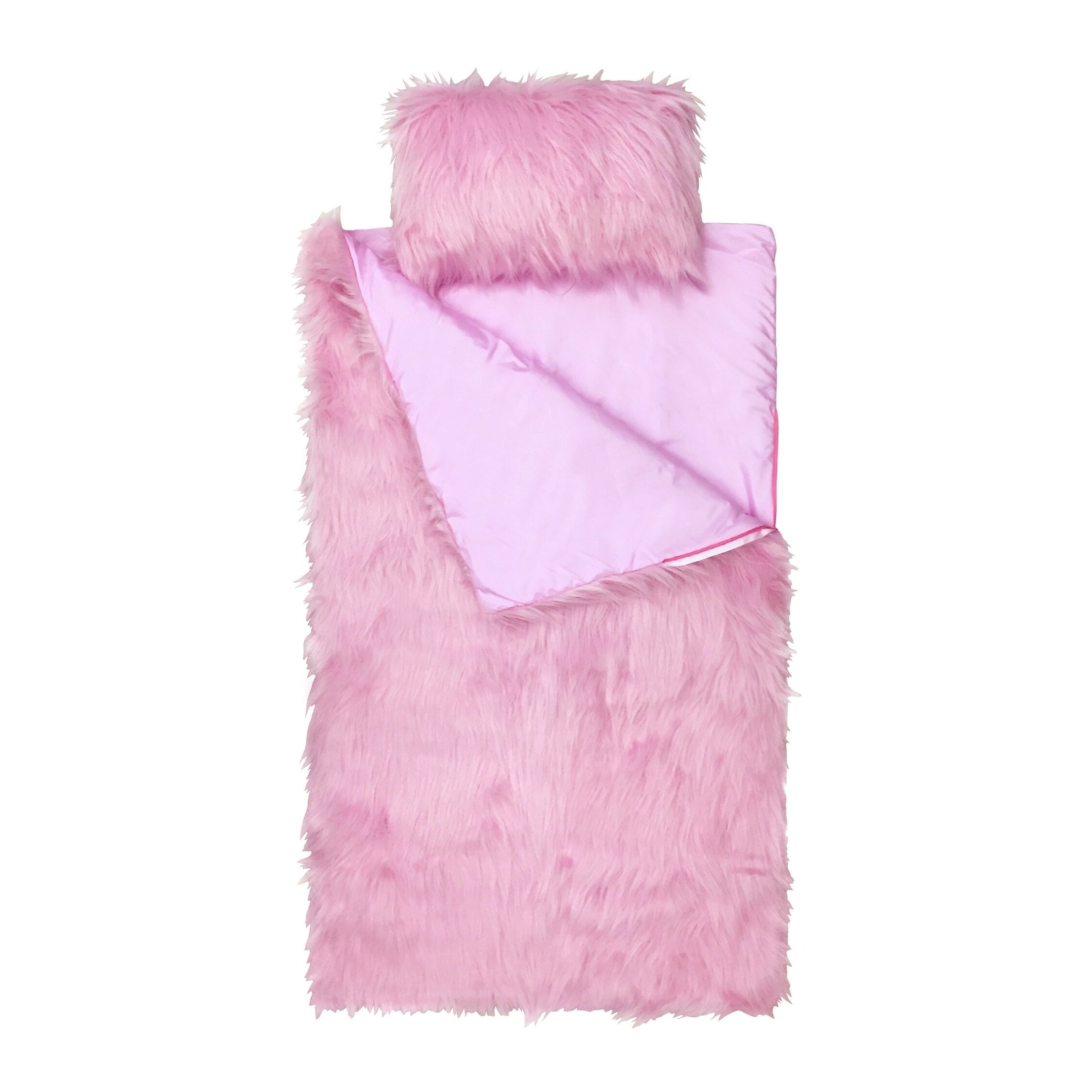 Shop Limited Too Pink Fuzzy Slumber Bag And Mini Pillow Set On