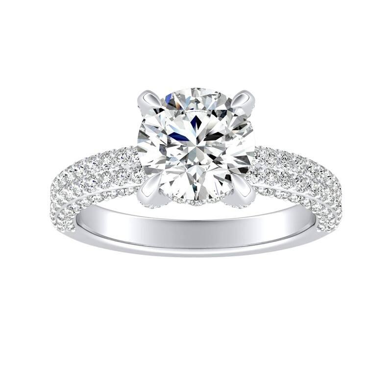 Auriya 14k Gold 2ct Moissanite and Pave Diamond Engagement Ring 7/8ctw - White - 5