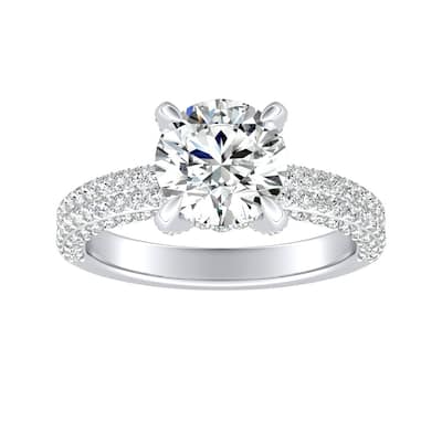 Auriya 14k Gold 2ct Moissanite and Pave Diamond Engagement Ring 7/8ctw
