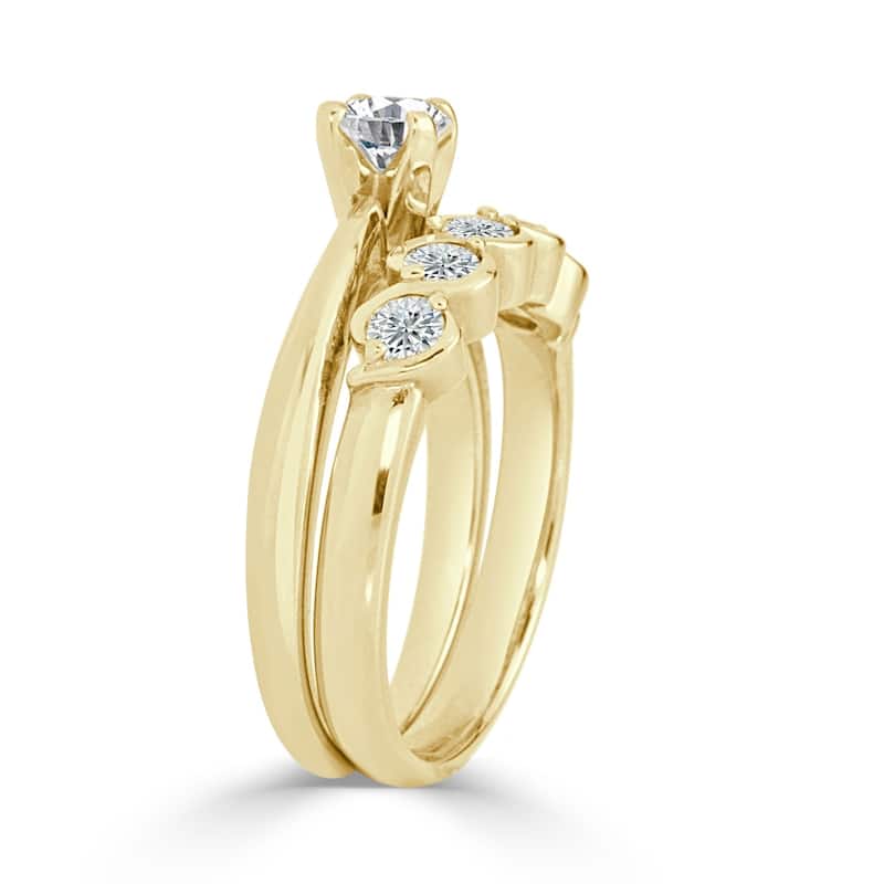 Auriya 14k Gold 2ct Moissanite and Pave Diamond Engagement Ring 7/8ctw