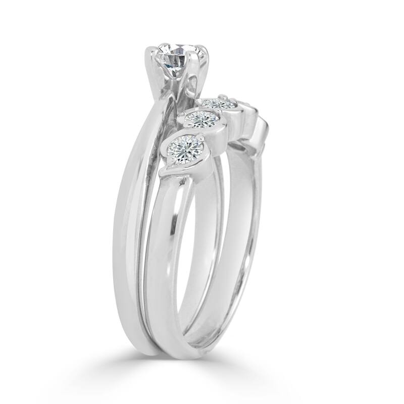 Auriya 14k Gold 2ct Moissanite and Pave Diamond Engagement Ring 7/8ctw