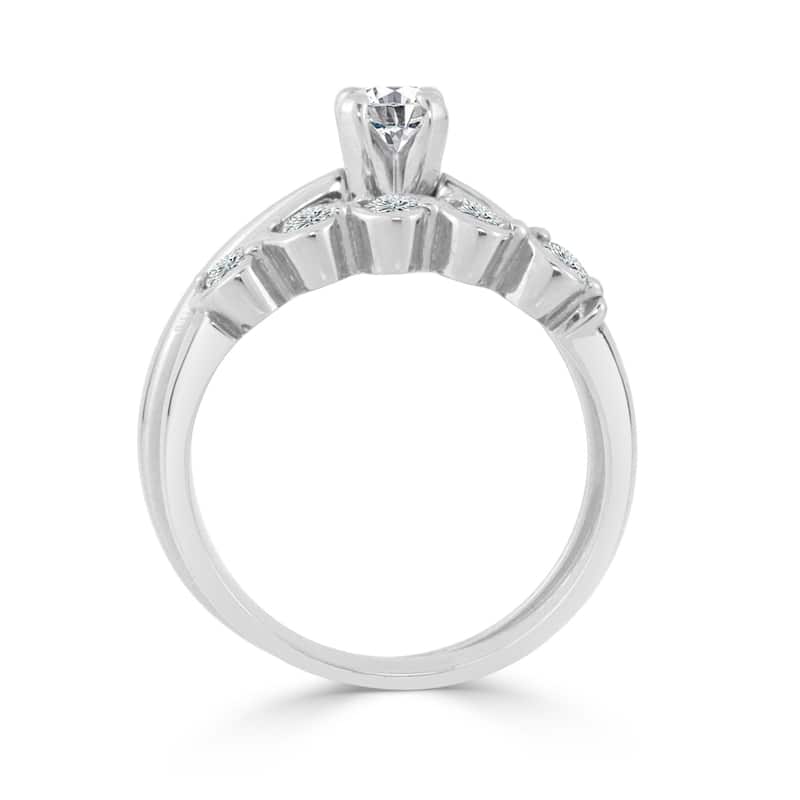 Auriya 14k Gold 2ct Moissanite and Pave Diamond Engagement Ring 7/8ctw