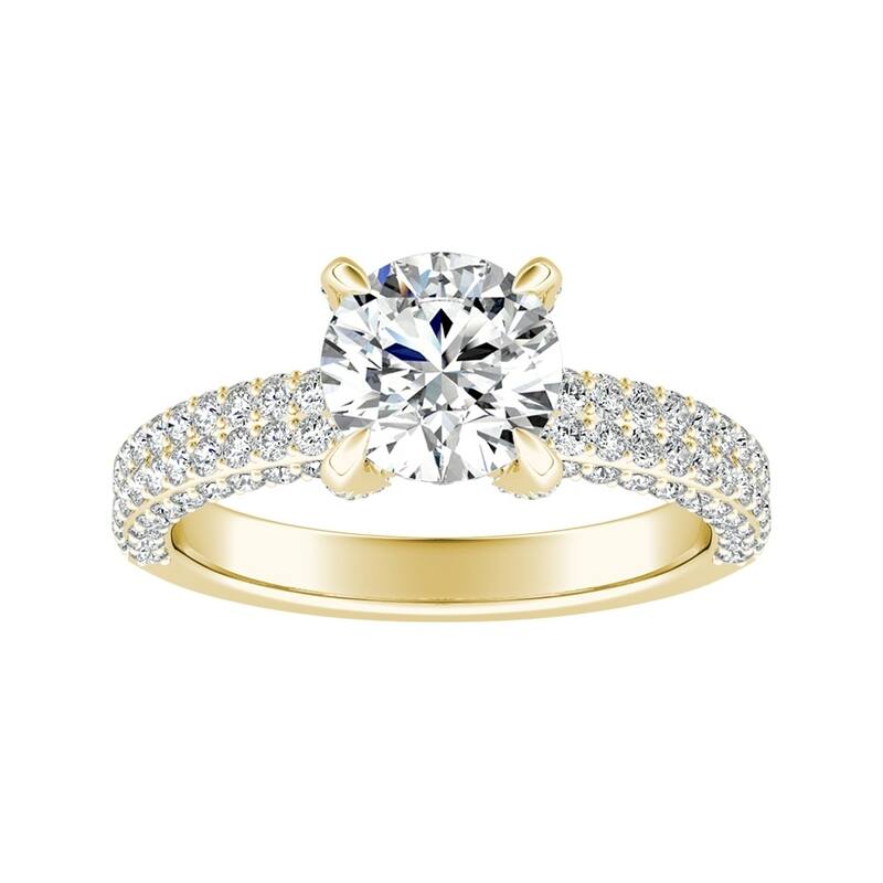 Auriya 14k Gold 1 1/2ct Moissanite and Pave Diamond Engagement Ring 7/8ctw