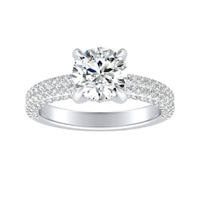 Auriya 14k Gold 1 1/2ct Moissanite and Pave Diamond Engagement Ring 7/8ctw