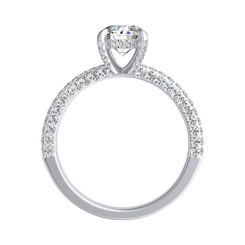 Auriya 14k Gold 1 1/2ct Moissanite and Pave Diamond Engagement Ring 7/8ctw