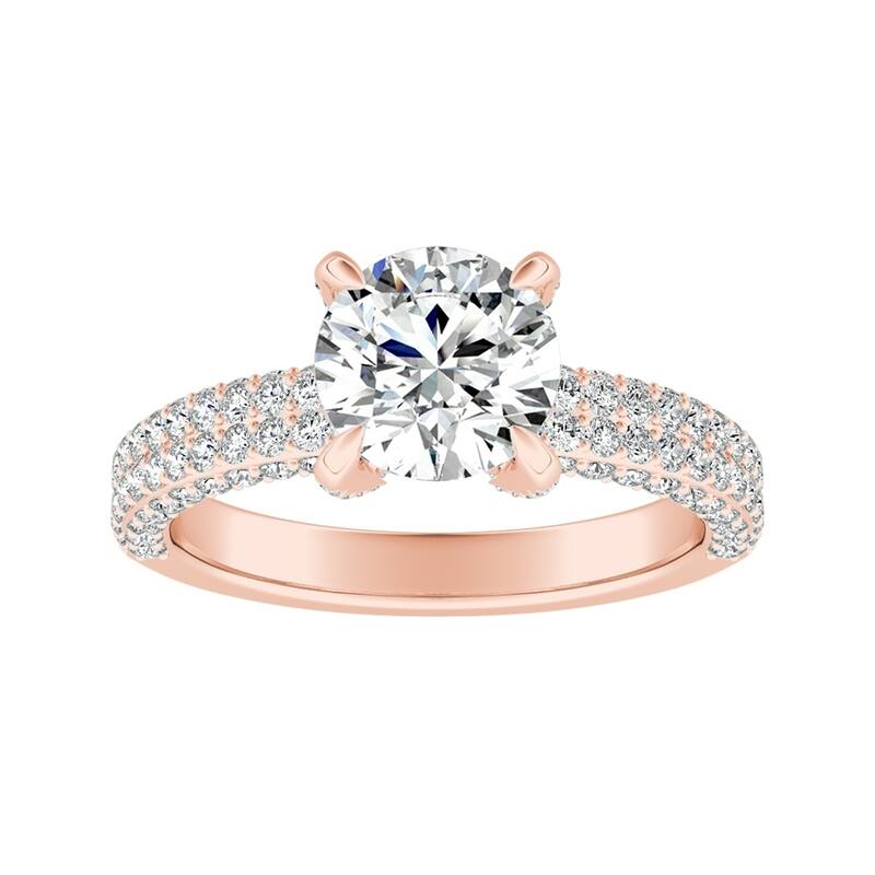 Auriya 14k Gold 1 1/2ct Moissanite and Pave Diamond Engagement Ring 7/8ctw