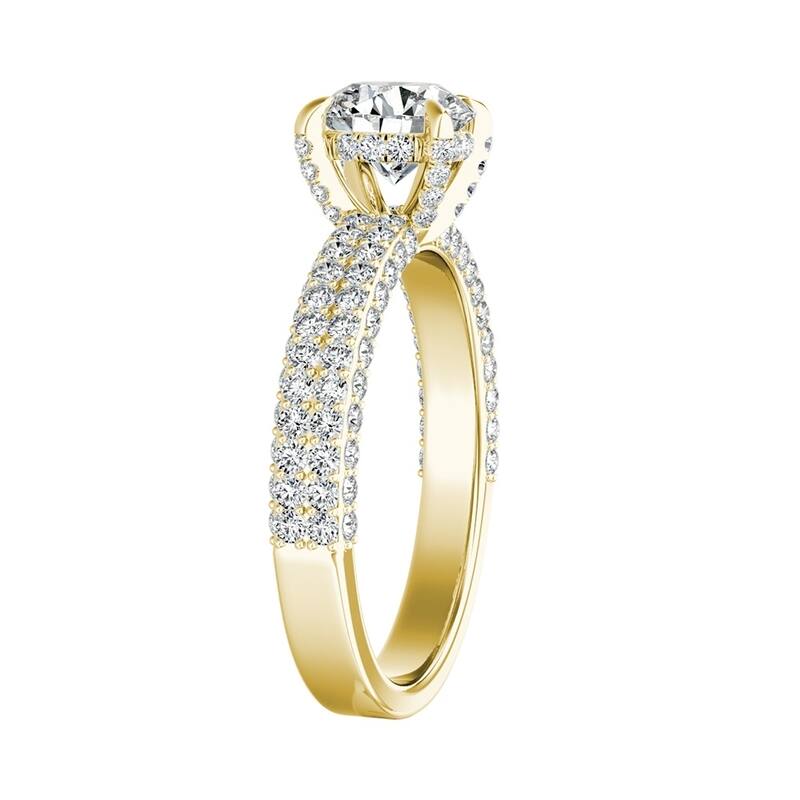Auriya 14k Gold 1 1/2ct Moissanite and Pave Diamond Engagement Ring 7/8ctw