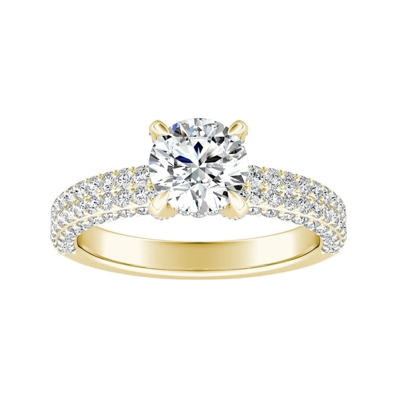 Auriya 14k Gold 1/2ct Moissanite and Pave Diamond Engagement Ring 7/8ctw