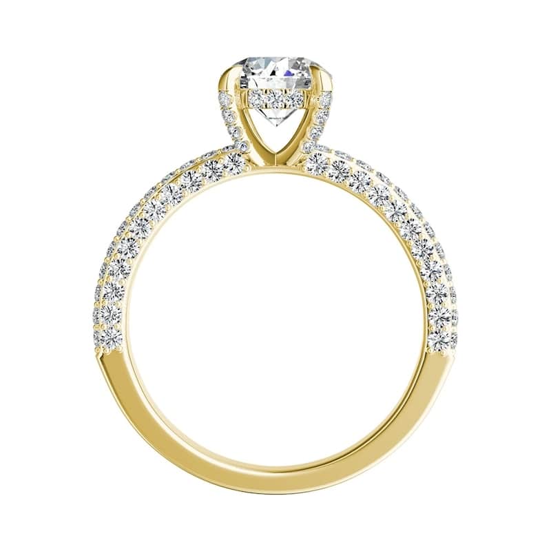Auriya 14k Gold 1/2ct Moissanite and Pave Diamond Engagement Ring 7/8ctw