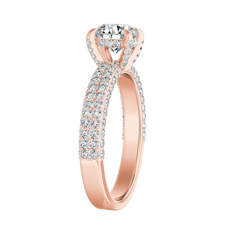 Auriya 14k Gold 1ct Moissanite and Pave Diamond Engagement Ring 7/8ctw