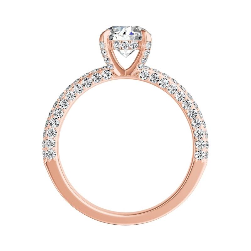 Auriya 14k Gold 1ct Moissanite and Pave Diamond Engagement Ring 7/8ctw