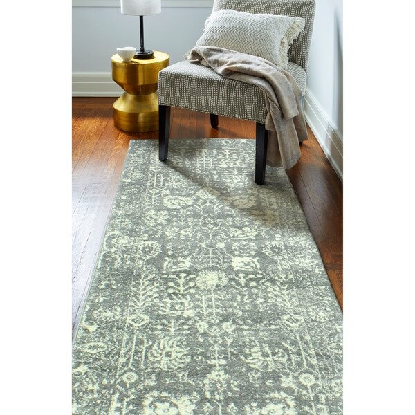 Shop Augusta Grey Transitional Area Rug 2'6" x 8' Runner On Sale