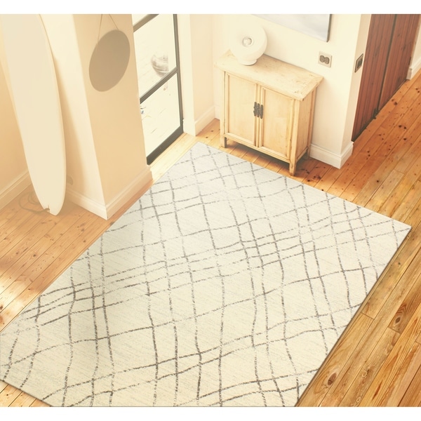 Almira Ivory/Grey Contemporary Area Rug - 5' x 7'6"