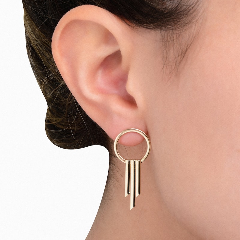 Fremada 14k Yellow Gold Circle and Bar Earrings