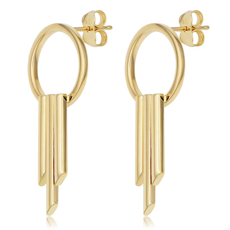 Fremada 14k Yellow Gold Circle and Bar Earrings
