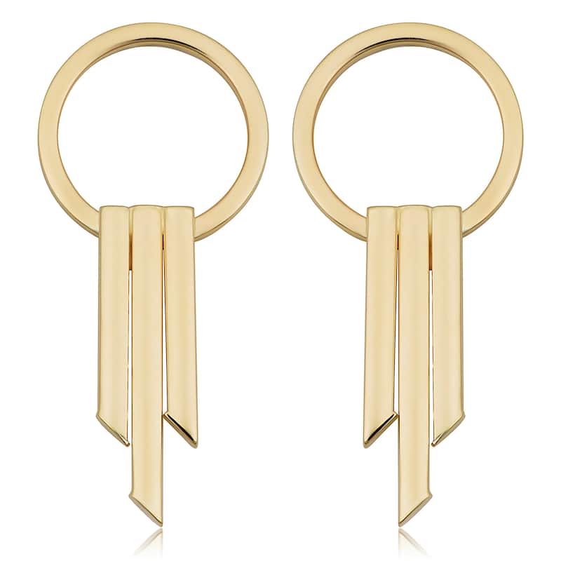 Fremada 14k Yellow Gold Circle and Bar Earrings