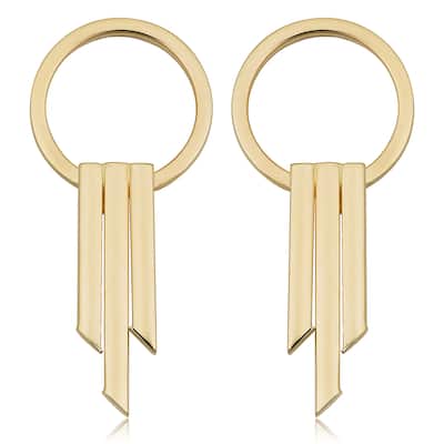 Fremada 14k Yellow Gold Circle and Bar Earrings