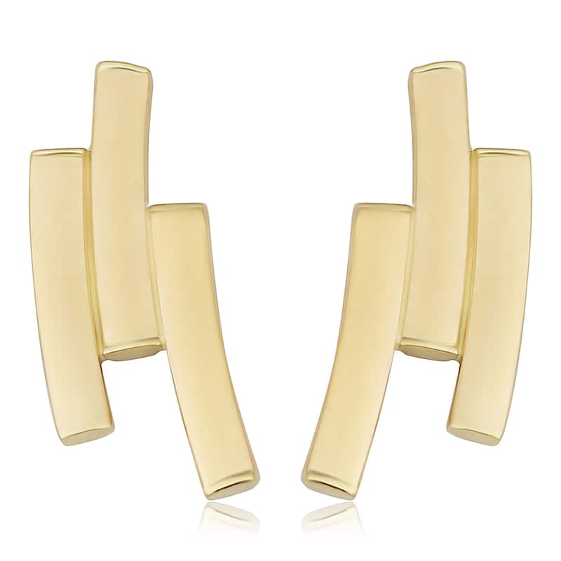 Fremada 14k Yellow Gold Triple Curved Bar Earrings