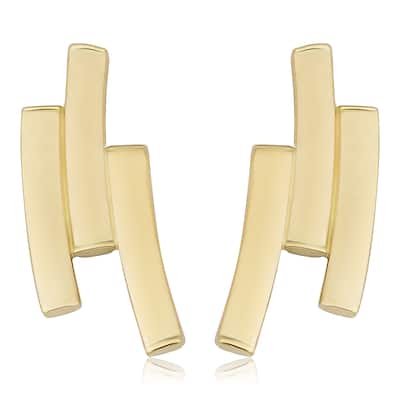 Fremada 14k Yellow Gold Triple Curved Bar Earrings