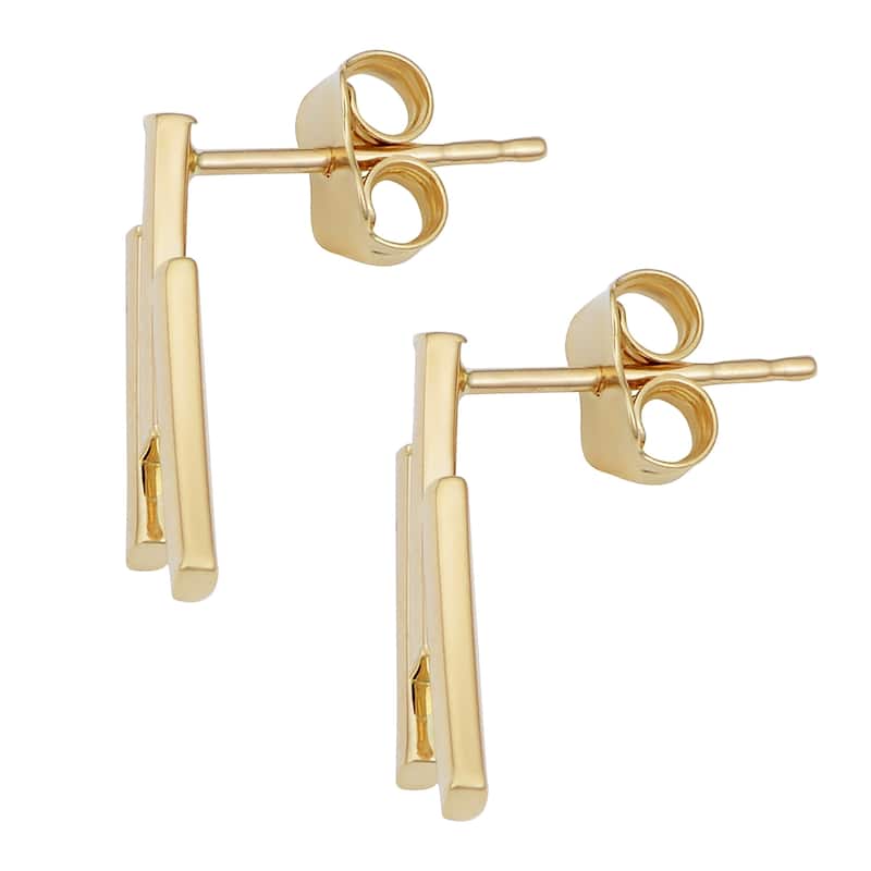 Fremada 14k Yellow Gold Triple Curved Bar Earrings