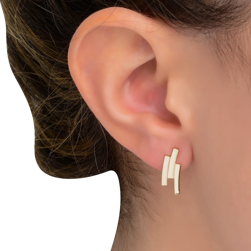 Fremada 14k Yellow Gold Triple Curved Bar Earrings