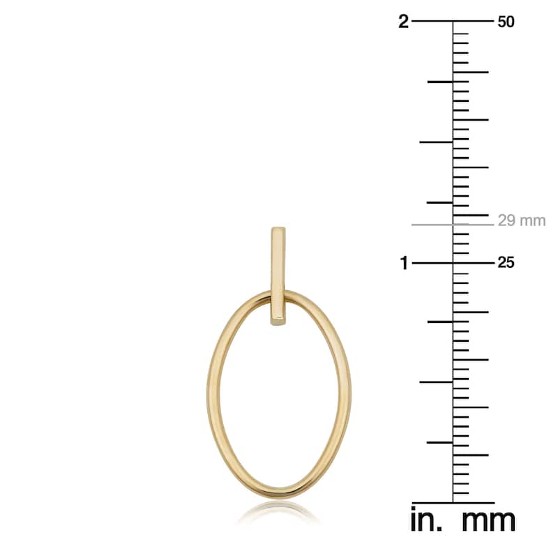 Fremada 14k Yellow Gold Bar with Oval Drop Earrings