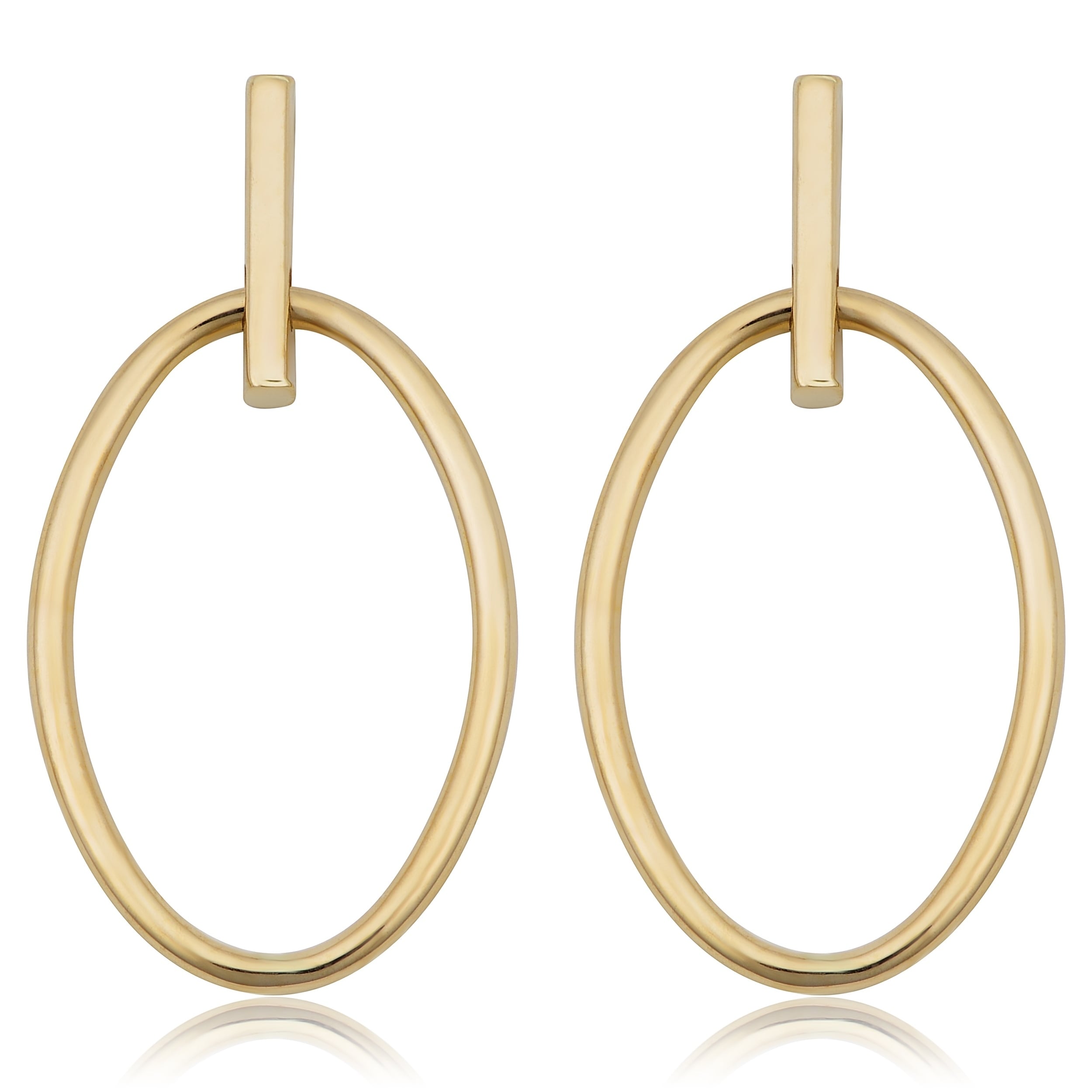 Au Naturale 14k Yellow Gold Bar with Oval Drop Earrings