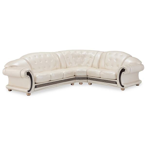 Shop Luca Home Pearl Tufted Leather Left Sectional With Gold
