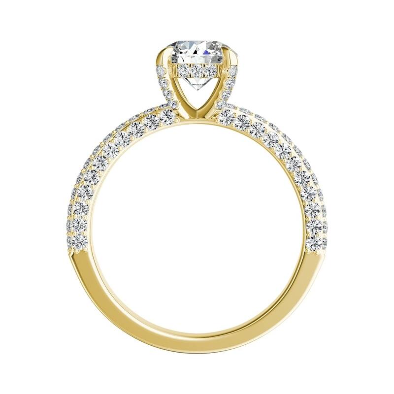 Auriya 14k Gold 3/4ct Moissanite and Pave Diamond Engagement Ring 7/8ctw