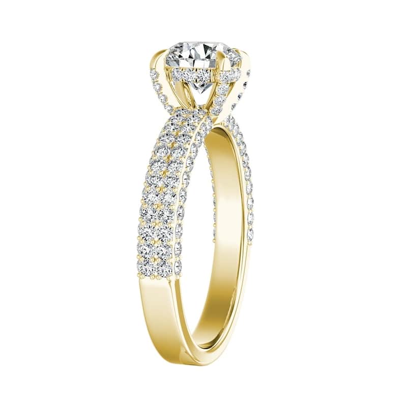 Auriya 14k Gold 3/4ct Moissanite and Pave Diamond Engagement Ring 7/8ctw