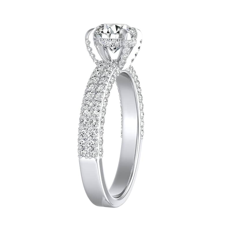 Auriya 14k Gold 3/4ct Moissanite and Pave Diamond Engagement Ring 7/8ctw