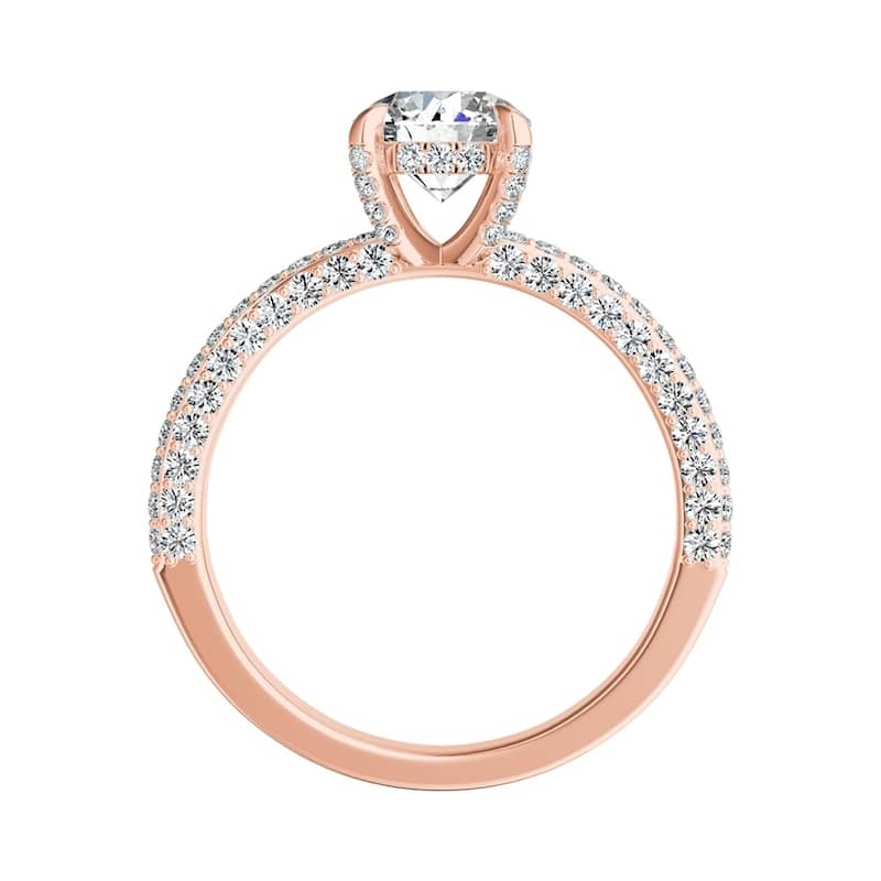 Auriya 14k Gold 3/4ct Moissanite and Pave Diamond Engagement Ring 7/8ctw
